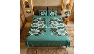 One Sets Rayon Bed Sheet Hand Painted Handmade in Bali